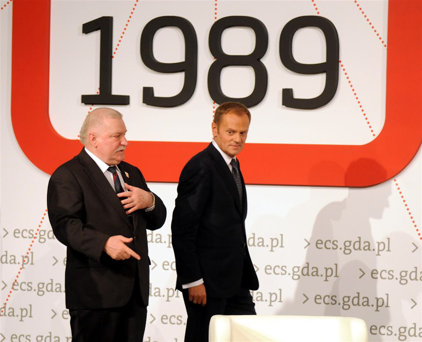 Former President of Poland Lech Walesa and Prime Minister Donald Tusk during international conference “Solidarity and The Fall of Communism” in Gdansk.